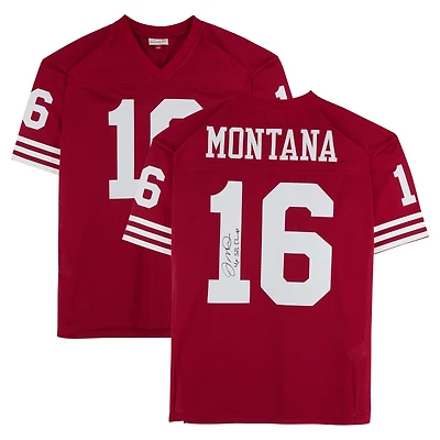 Joe Montana San Francisco 49ers Autographed Scarlet Mitchell & Ness Authentic Jersey with "4x SB Champ" Inscription