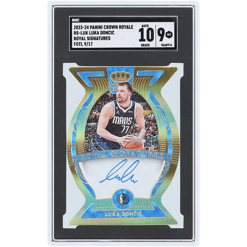 Luka Dončić Dallas Mavericks Autographed 2023-24 Panini Crown Royale FOTL Royal Sigs #RS-LUK #9/17 SGC Authenticated 9/10 Card