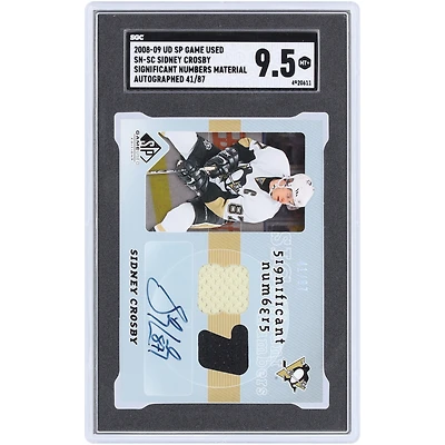 Sidney Crosby Pittsburgh Penguins Autographed 2008-09 Upper Deck SP Game Used Significant Numbers Materials Dual 2-Color Relics #SN-SC #41/87 SGC Authenticated 9.5 Card