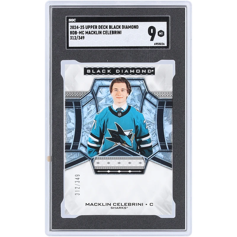 Macklin Celebrini San Jose Sharks 2024-25 Upper Deck Black Diamond #BDB-MC #312/349 SGC Authenticated 9 Rookie Card