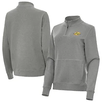 Women's Antigua Heather Black ARCA Menards Series Crush Quarter-Zip Jacket