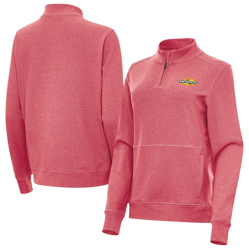 Women's Antigua Heather Red ARCA Menards Series Crush Quarter-Zip Jacket