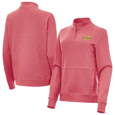 Women's Antigua Heather Red ARCA Menards Series Crush Quarter-Zip Jacket