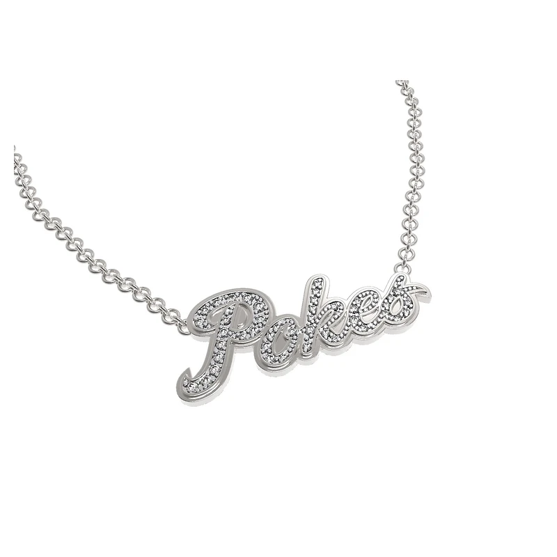 FanDrip Silver Oklahoma State Cowboys Diamond Pendant Necklace with 18" Chain