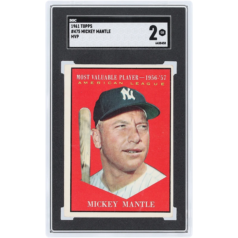 Mickey Mantle New York Yankees 1961 Topps MVP #475 SGC Authenticated 2 Card