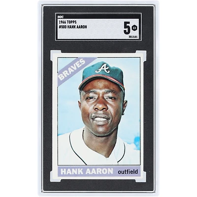 Hank Aaron Atlanta Braves 1966 Topps #500 SGC Authenticated 5 Card