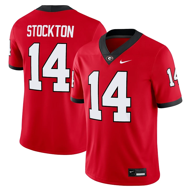 Men's Nike Gunner Stockton Red Georgia Bulldogs Home NIL Football Game Jersey