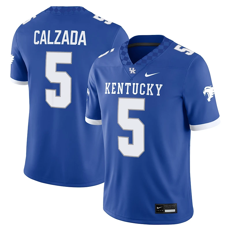 Men's Nike Zach Calzada Royal Kentucky Wildcats Home NIL Football Game Jersey
