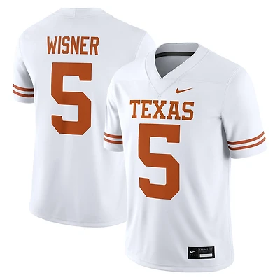 Men's Nike Quintrevion Wisner White Texas Longhorns  NIL Football Game Jersey