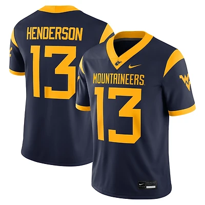 Men's Nike Jaylen Henderson Navy West Virginia Mountaineers Home  NIL Football Game Jersey