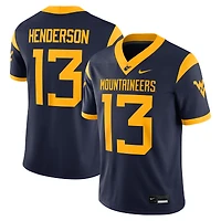 Men's Nike Jaylen Henderson Navy West Virginia Mountaineers Home  NIL Football Game Jersey