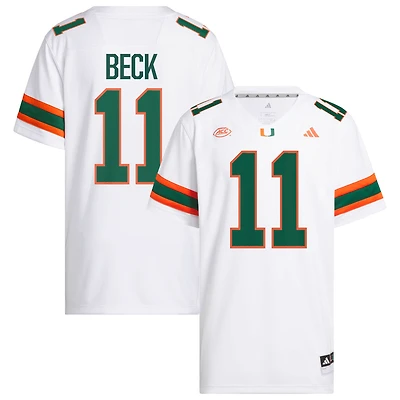 Men's adidas Carson Beck White Miami Hurricanes White NIL Football Player Jersey
