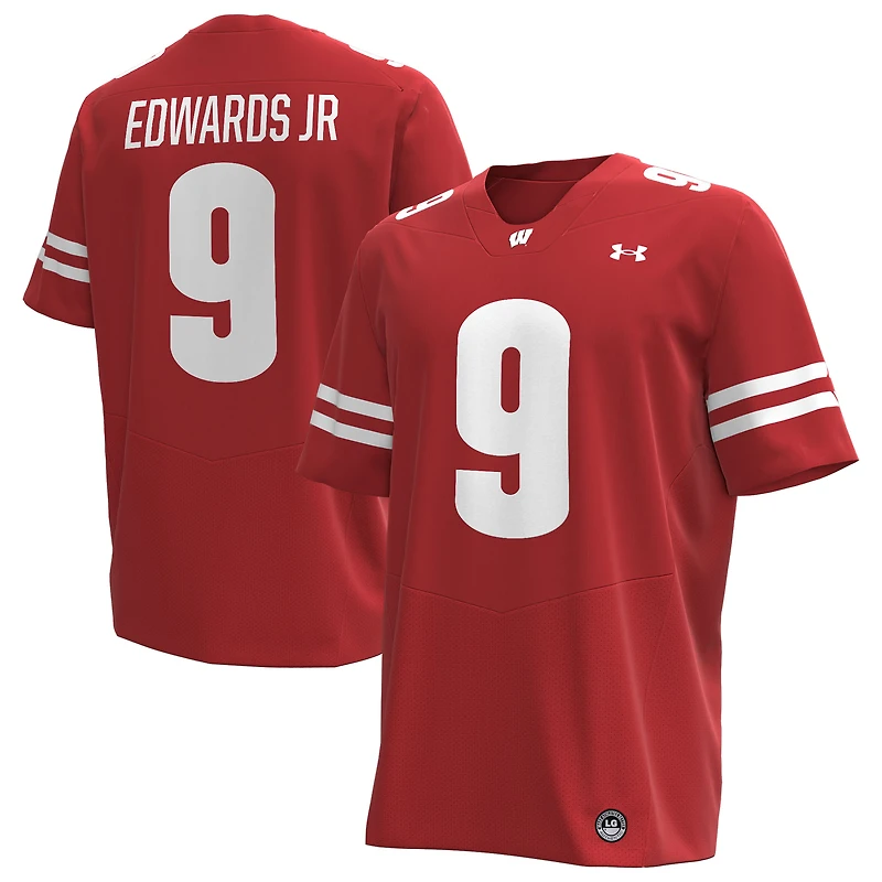 Men's Under Armour Billy Edwards Jr Red Wisconsin Badgers Home NIL Football Replica Jersey
