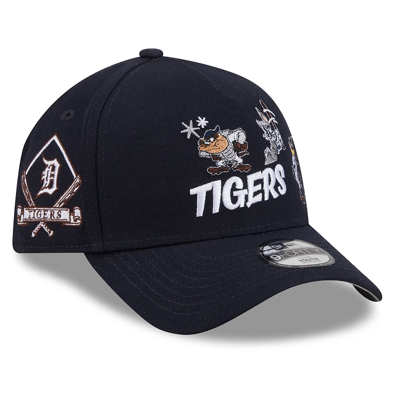 Youth New Era Navy Detroit Tigers Looney Tunes A-Frame 9FORTY Adjustable Hat