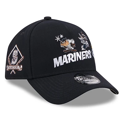 Youth New Era Navy Seattle Mariners Looney Tunes A-Frame 9FORTY Adjustable Hat
