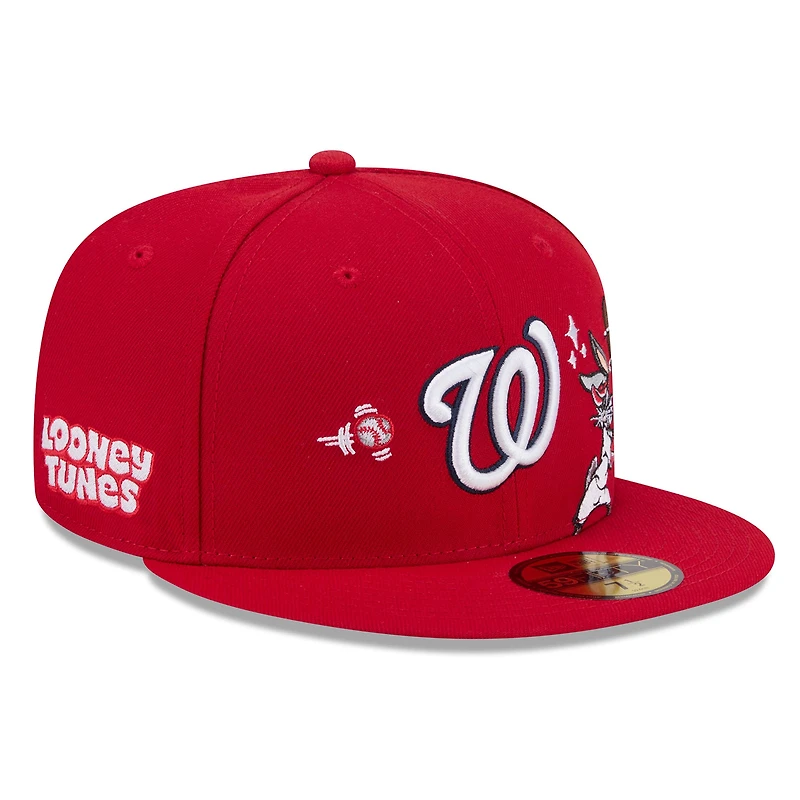 Men's New Era Red Washington Nationals Looney Tunes Bugs Bunny 59FIFTY Fitted Hat