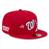 Men's New Era Red Washington Nationals Looney Tunes Bugs Bunny 59FIFTY Fitted Hat