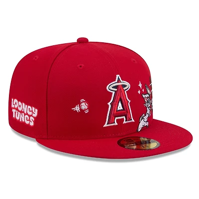 Men's New Era Red Los Angeles Angels Looney Tunes Bugs Bunny 59FIFTY Fitted Hat