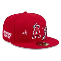 Men's New Era Red Los Angeles Angels Looney Tunes Bugs Bunny 59FIFTY Fitted Hat