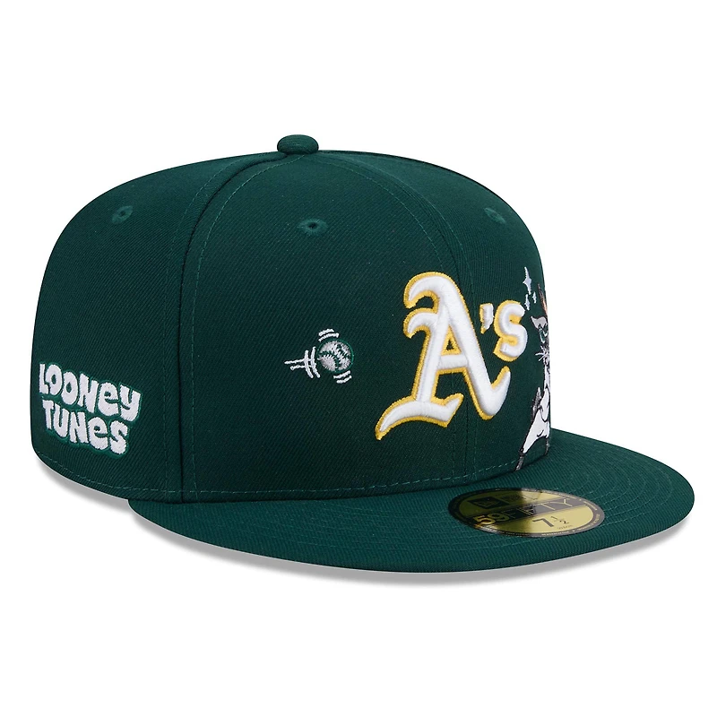 Men's New Era Green Athletics Looney Tunes Bugs Bunny 59FIFTY Fitted Hat