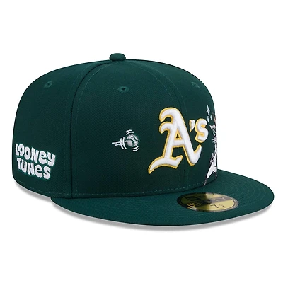 Men's New Era Green Athletics Looney Tunes Bugs Bunny 59FIFTY Fitted Hat