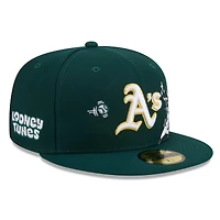 Men's New Era Green Athletics Looney Tunes Bugs Bunny 59FIFTY Fitted Hat