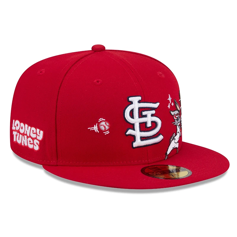 Men's New Era Red St. Louis Cardinals Looney Tunes Bugs Bunny 59FIFTY Fitted Hat