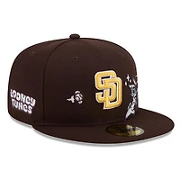 Men's New Era Brown San Diego Padres Looney Tunes Bugs Bunny 59FIFTY Fitted Hat