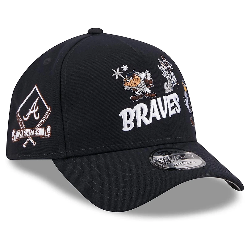 Men's New Era Navy Atlanta Braves Looney Tunes A-Frame 9FORTY Adjustable Hat