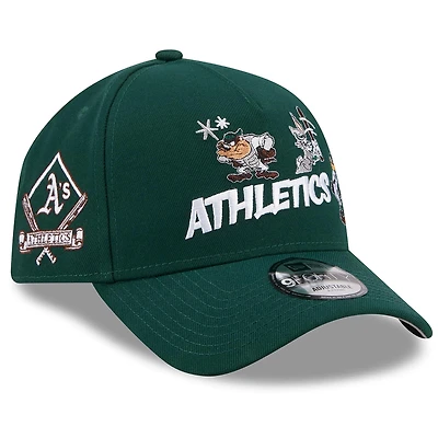 Men's New Era Green Athletics Looney Tunes A-Frame 9FORTY Adjustable Hat