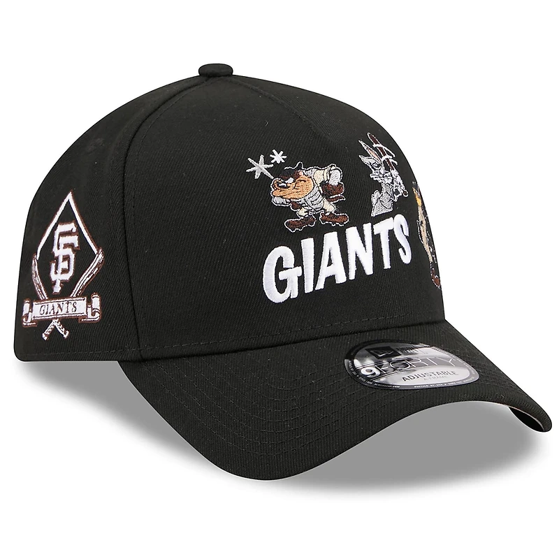 Men's New Era Black San Francisco Giants Looney Tunes A-Frame 9FORTY Adjustable Hat