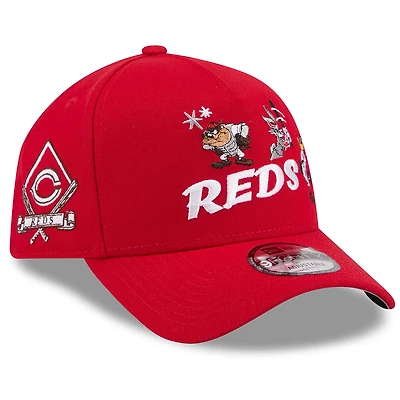 Men's New Era Red Cincinnati Reds Looney Tunes A-Frame 9FORTY Adjustable Hat