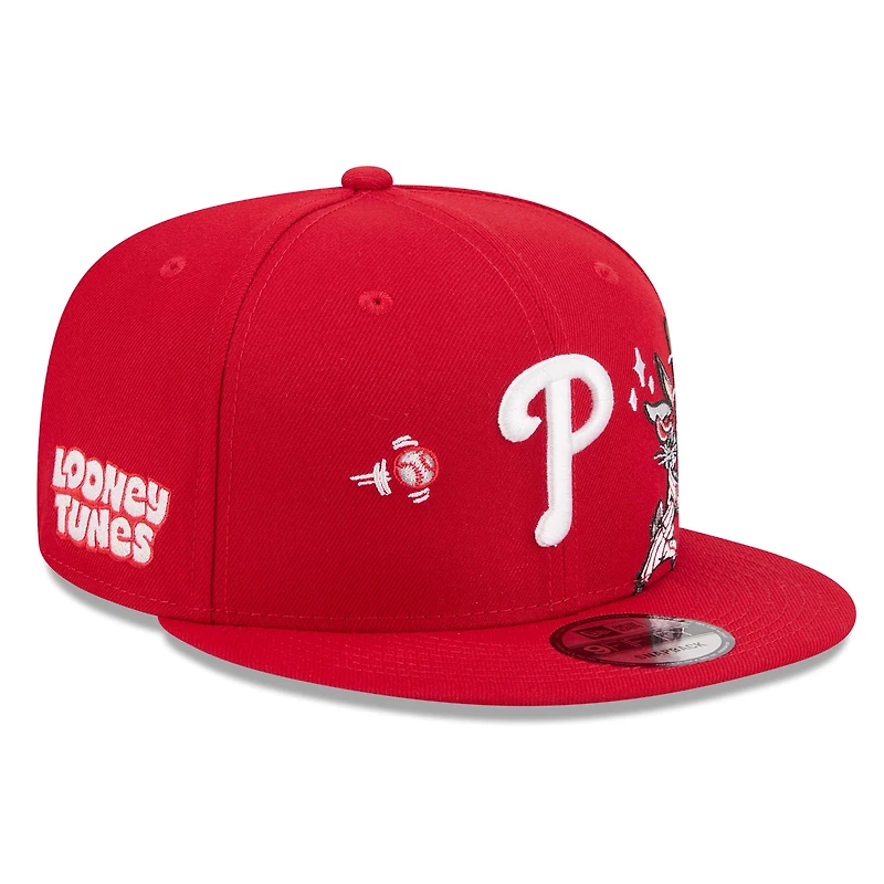 Men's New Era Red Philadelphia Phillies Looney Tunes Bugs Bunny 9FIFTY Snapback Hat