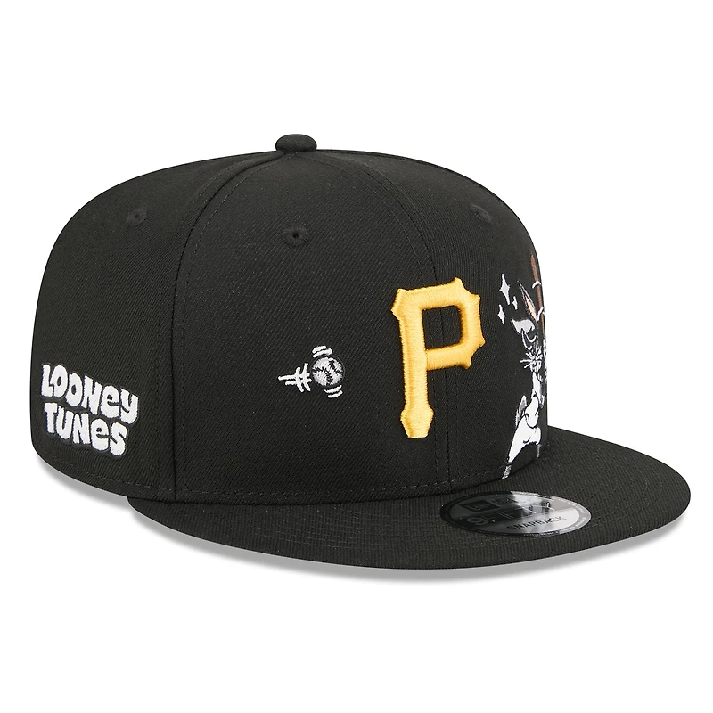 Men's New Era Black Pittsburgh Pirates Looney Tunes Bugs Bunny 9FIFTY Snapback Hat