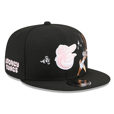 Men's New Era Black Baltimore Orioles Looney Tunes Lola Bunny 9FIFTY Snapback Hat