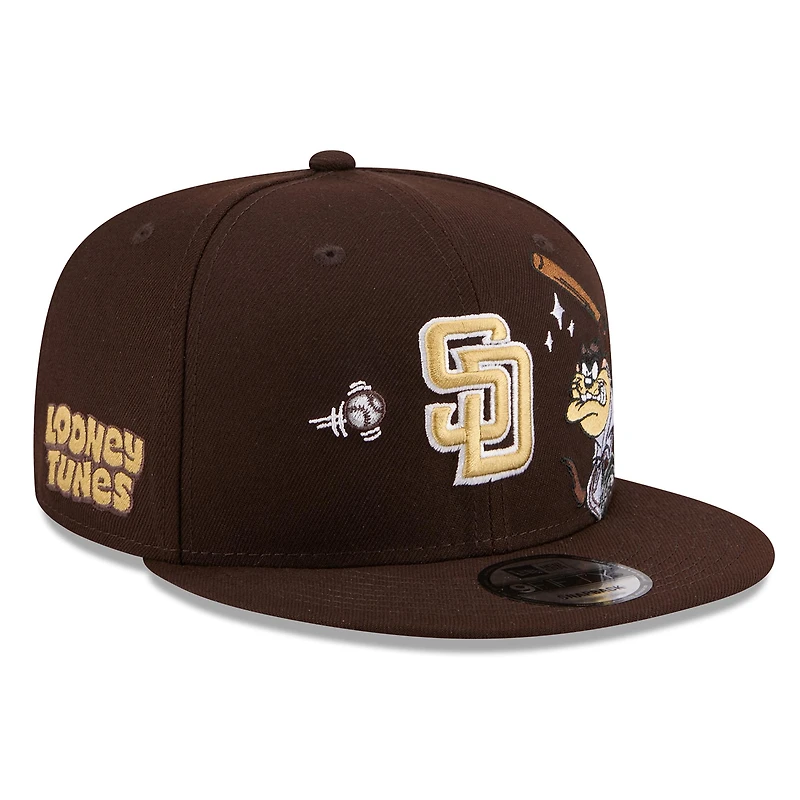 Men's New Era Brown San Diego Padres Looney Tunes Tasmanian Devil 9FIFTY Snapback Hat