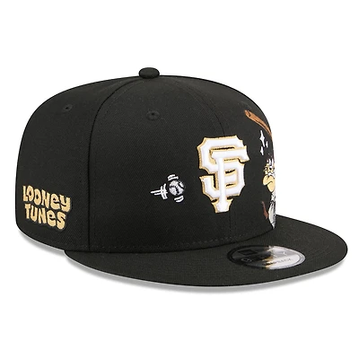 Men's New Era Black San Francisco Giants Looney Tunes Tasmanian Devil 9FIFTY Snapback Hat