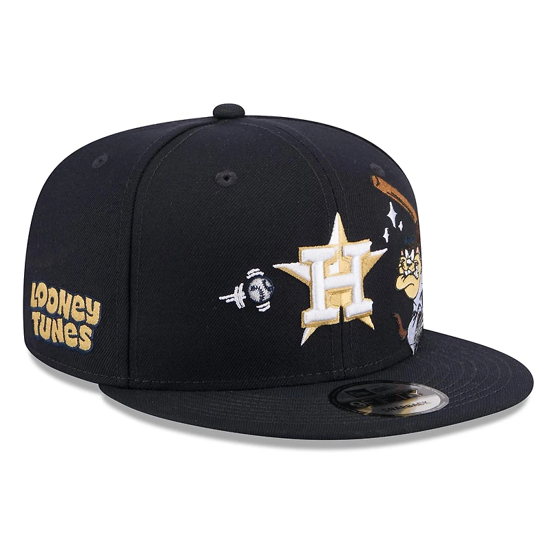 Men's New Era Navy Houston Astros Looney Tunes Tasmanian Devil 9FIFTY Snapback Hat