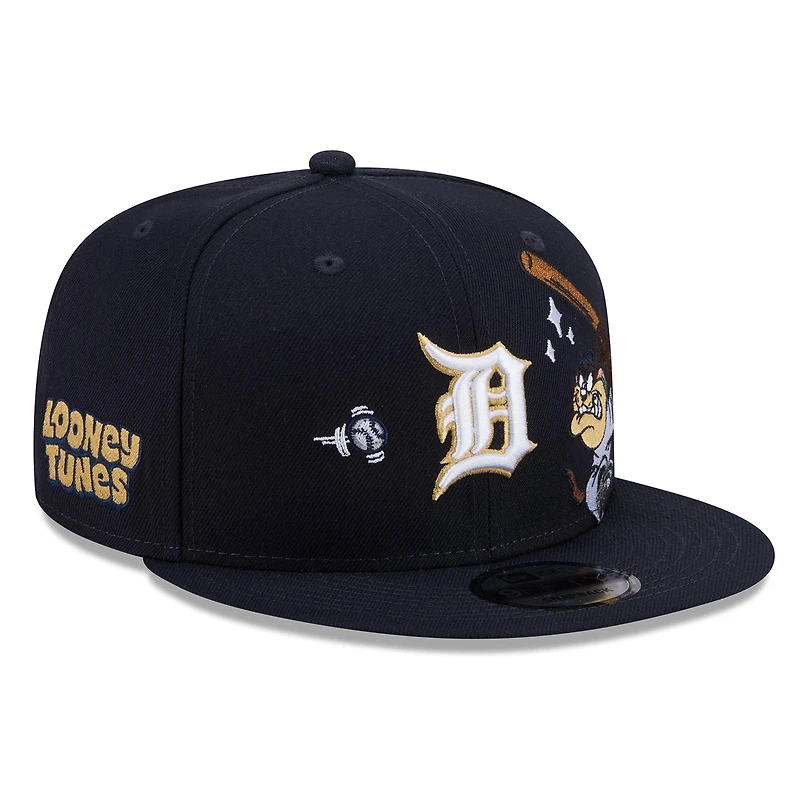 Men's New Era Navy Detroit Tigers Looney Tunes Tasmanian Devil 9FIFTY Snapback Hat