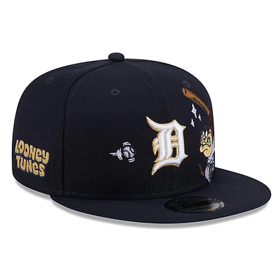 Men's New Era Navy Detroit Tigers Looney Tunes Tasmanian Devil 9FIFTY Snapback Hat