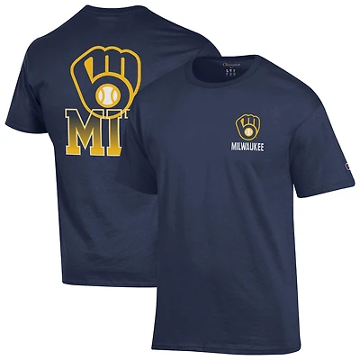 Men's Champion Navy Milwaukee Brewers Jersey T-Shirt