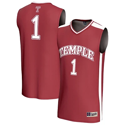Youth GameDay Greats #1 Cherry Temple Owls Lightweight Basketball Jersey