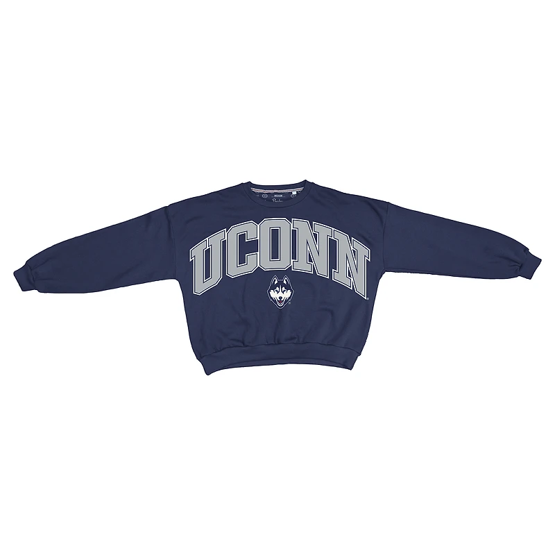 Women's Pressbox Navy UConn Huskies Oversized Janice Waist-Length Sweatshirt