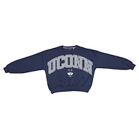 Women's Pressbox Navy UConn Huskies Oversized Janice Waist-Length Sweatshirt