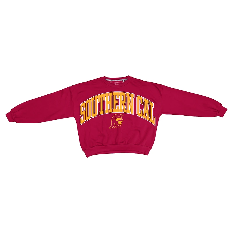Women's Pressbox Cardinal USC Trojans Oversized Janice Waist-Length Sweatshirt