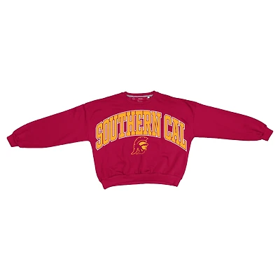 Women's Pressbox Cardinal USC Trojans Oversized Janice Waist-Length Sweatshirt