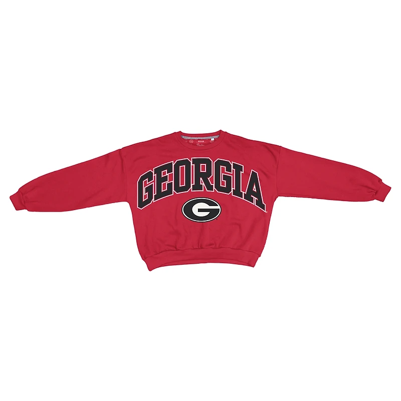 Women's Pressbox Red Georgia Bulldogs Oversized Janice Waist-Length Sweatshirt
