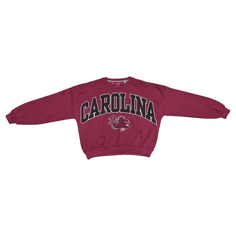 Women's Pressbox Garnet South Carolina Gamecocks Oversized Janice Waist-Length Sweatshirt