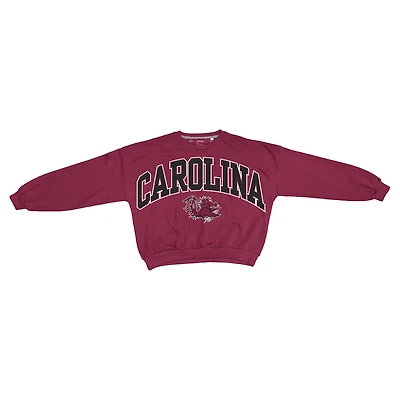Women's Pressbox Garnet South Carolina Gamecocks Oversized Janice Waist-Length Sweatshirt