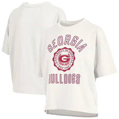 Women's Pressbox White Georgia Bulldogs Motley Crew Bishop Waist Length Oversized Slub T-Shirt